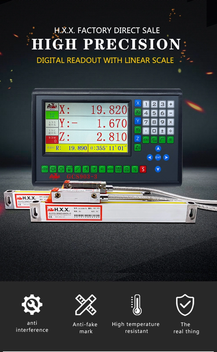 Complete Set 3 Axis LED Digital Readout Dro with 3 PCS 0-1000mm Glass Linear Scale